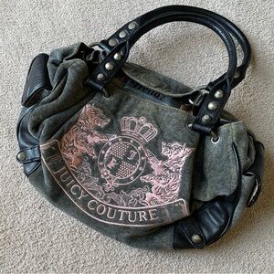 Juicy Couture Y2K Vintage grey and pink velour dog bag
